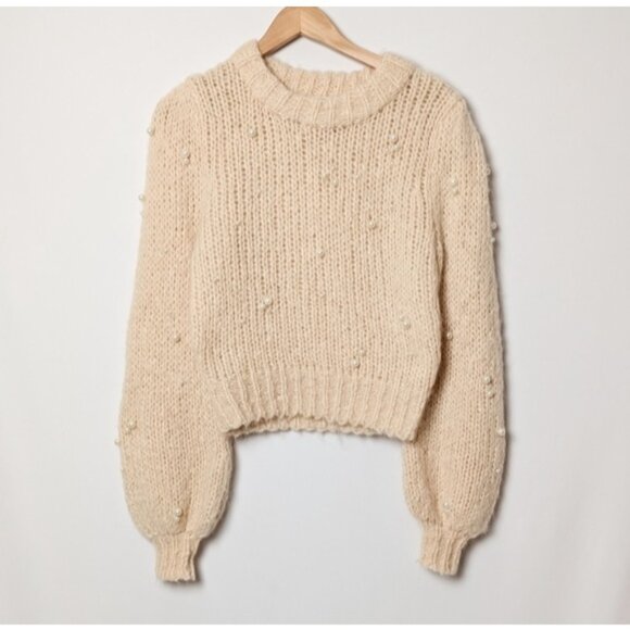 ARITZIA WILFRED Le Fou Shimmy Sweater Pearl Gisele Alpaca Wool Crew XS Aritzia - Picture 7 of 15